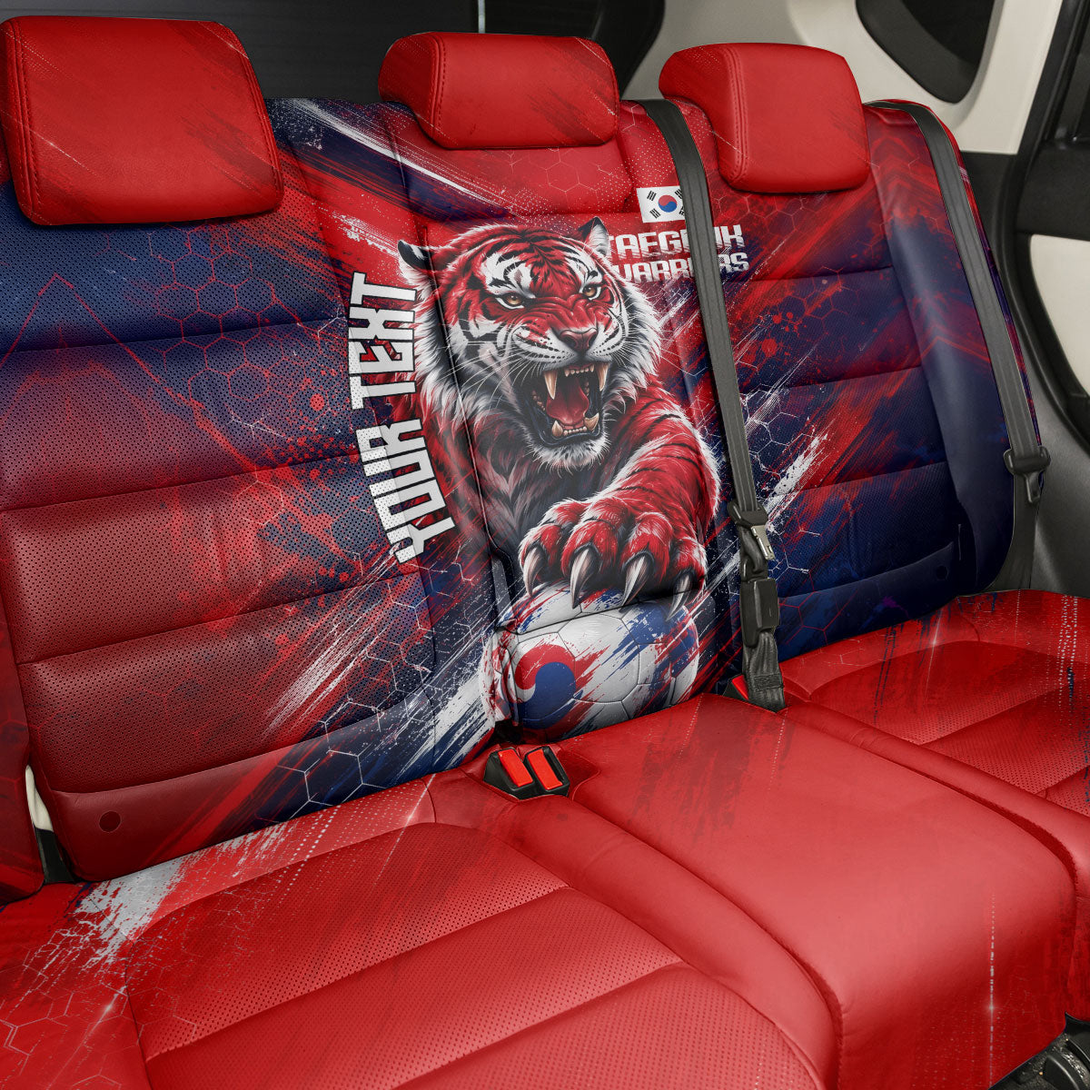 Personalized Taegeuk Warriors Korean Tiger Football Back Car Seat Cover South Korean Tiger Soccer Ball Flag