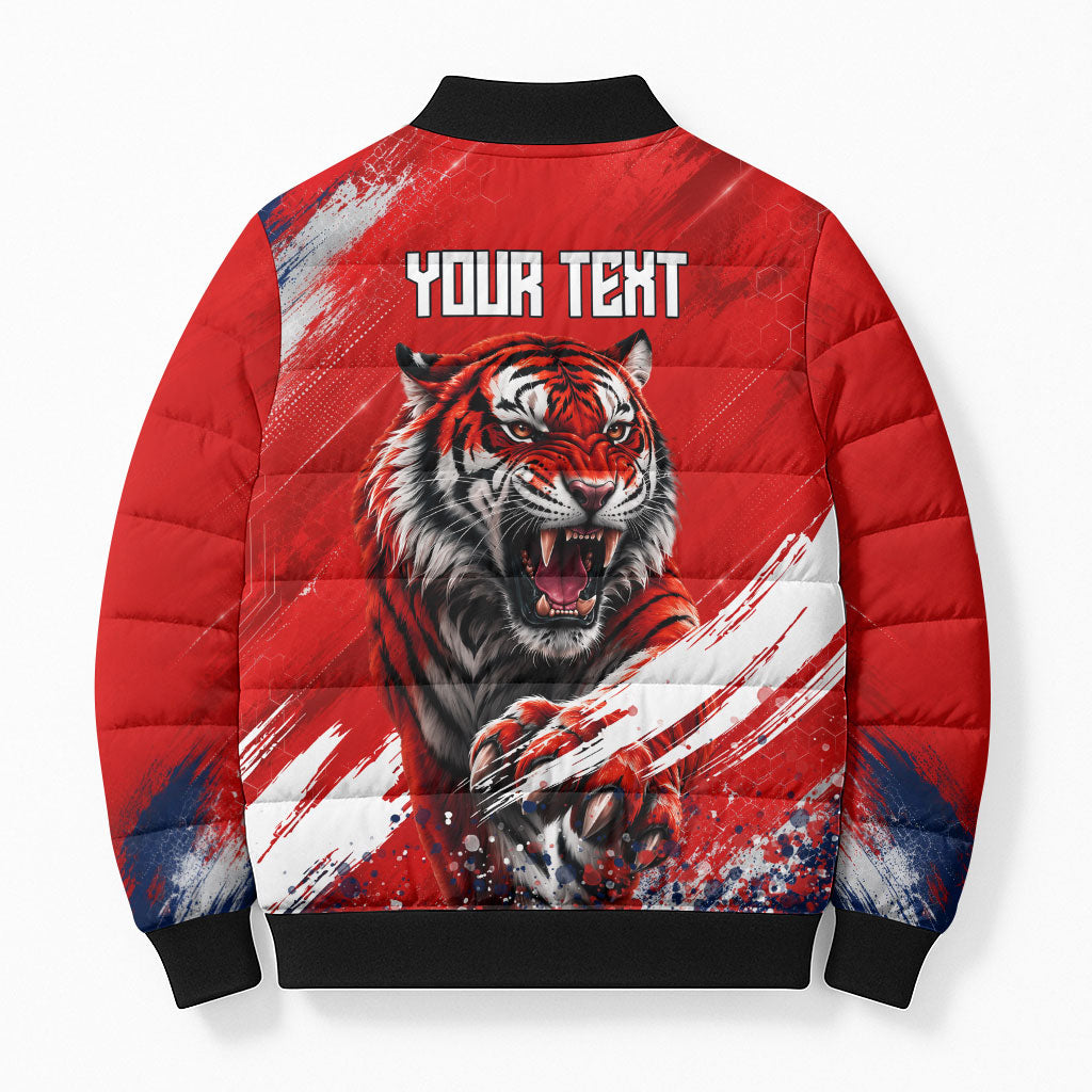 Personalized Taegeuk Warriors Korean Tiger Football Bomber Puffer Jacket South Korean Tiger Soccer Ball Flag