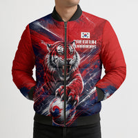 Personalized Taegeuk Warriors Korean Tiger Football Bomber Puffer Jacket South Korean Tiger Soccer Ball Flag