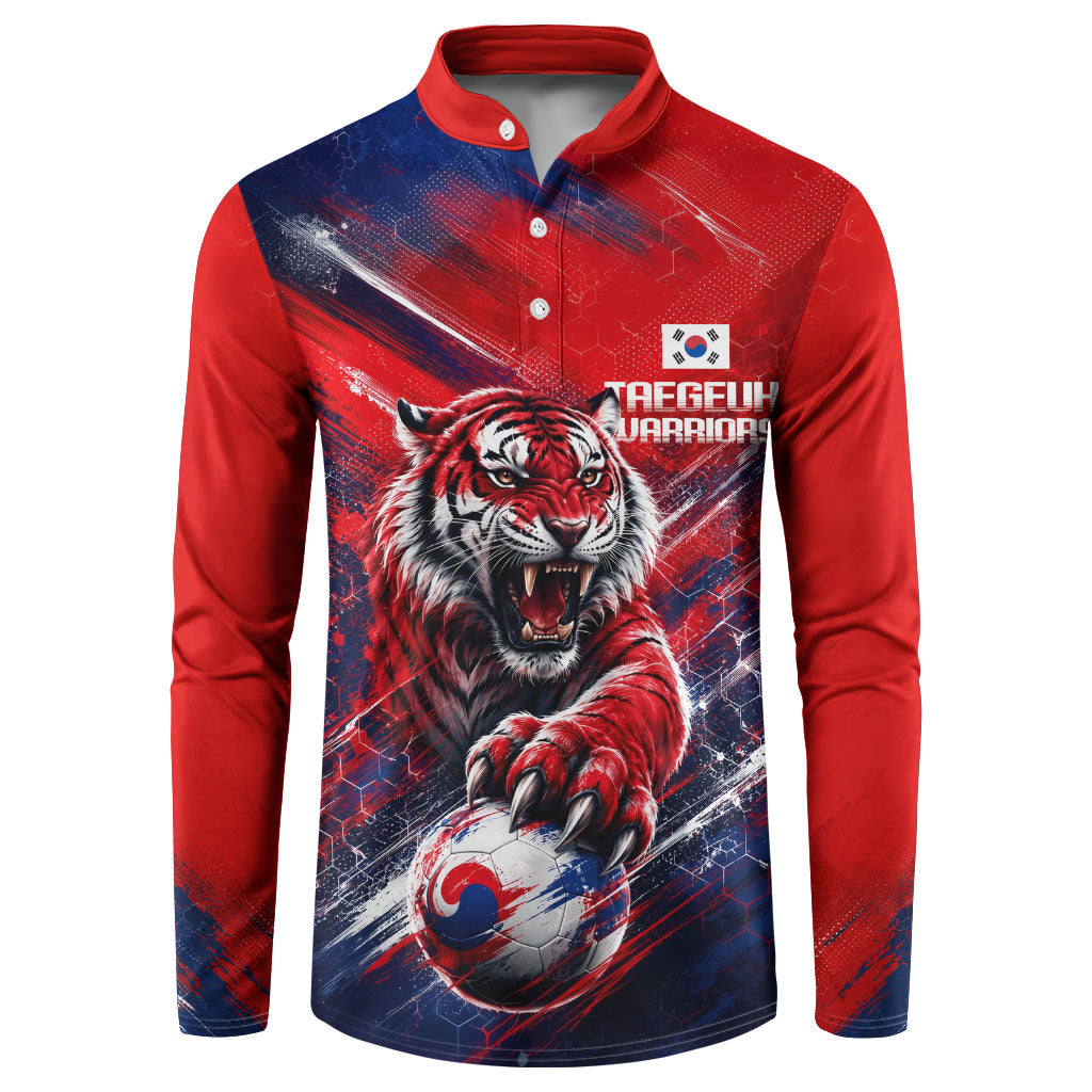 Personalized Taegeuk Warriors Korean Tiger Football Button Sweatshirt South Korean Tiger Soccer Ball Flag