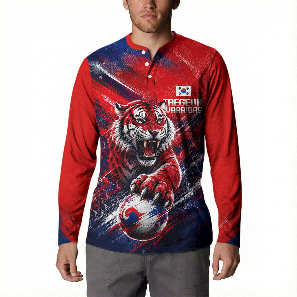 Personalized Taegeuk Warriors Korean Tiger Football Button Sweatshirt South Korean Tiger Soccer Ball Flag