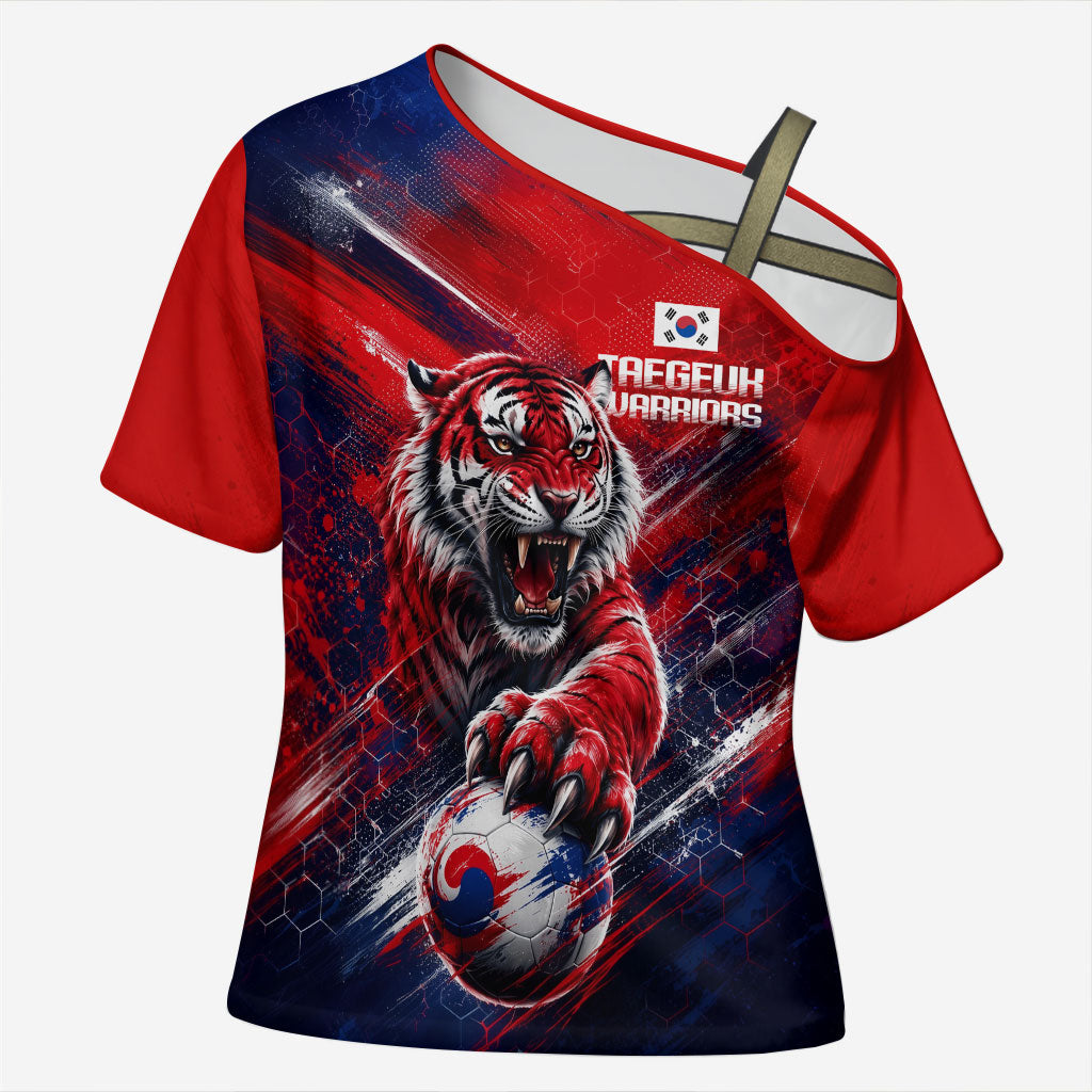 Personalized Taegeuk Warriors Korean Tiger Football Cross Shoulder Shirt South Korean Tiger Soccer Ball Flag