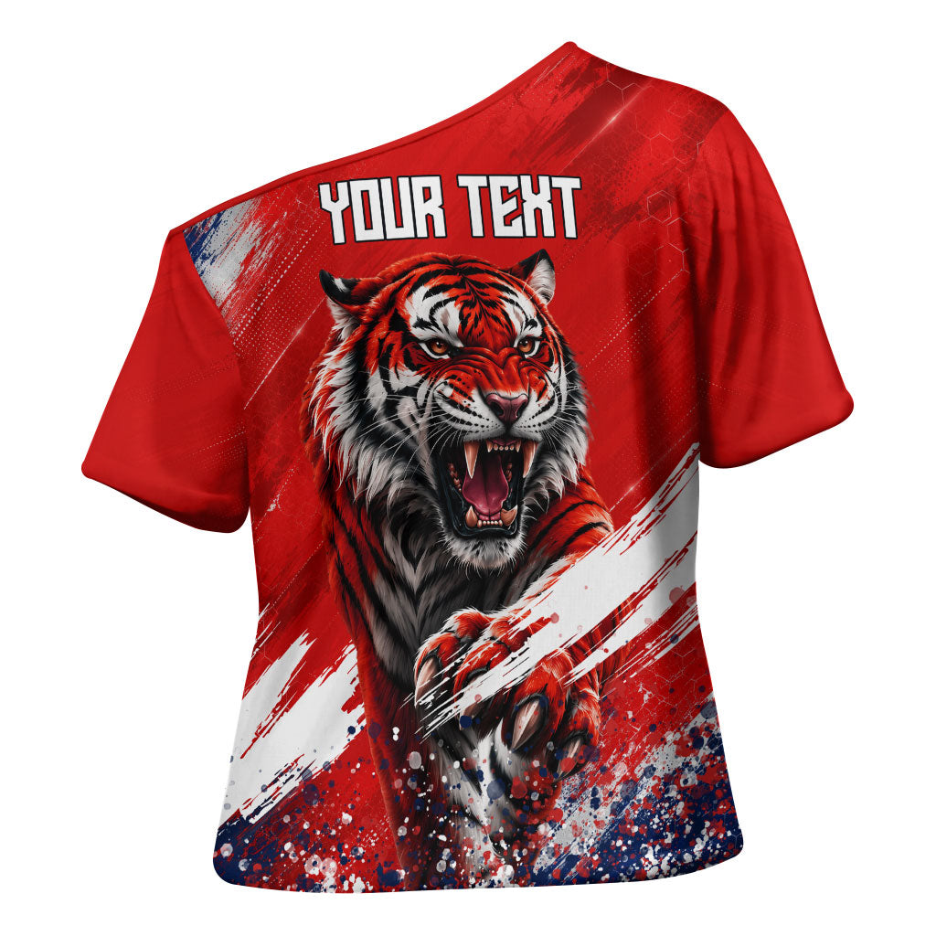 Personalized Taegeuk Warriors Korean Tiger Football Cross Shoulder Shirt South Korean Tiger Soccer Ball Flag