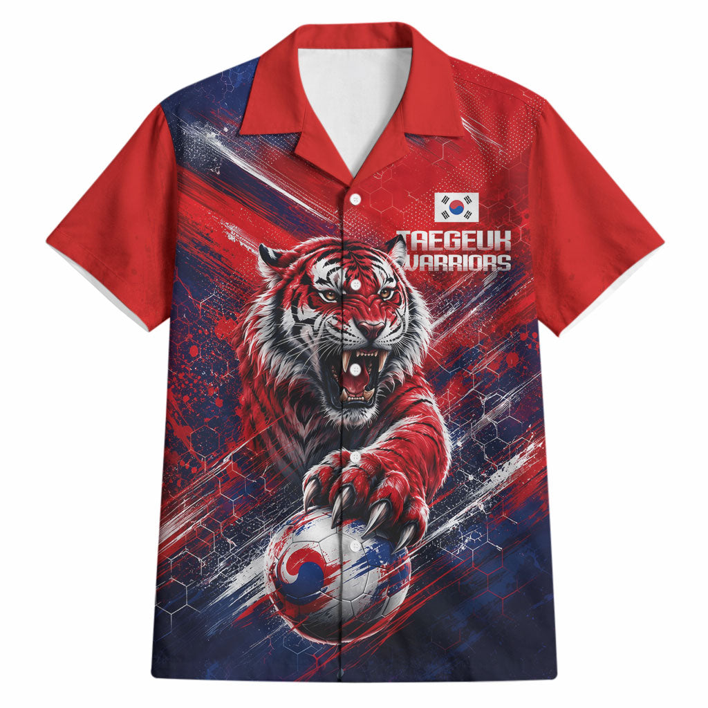 Personalized Taegeuk Warriors Korean Tiger Football Hawaiian Shirt South Korean Tiger Soccer Ball Flag