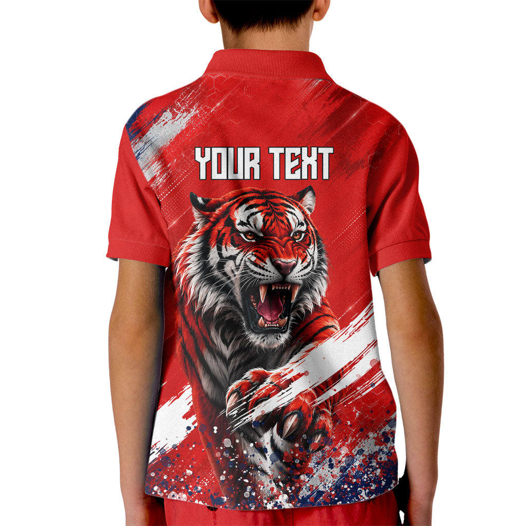Personalized Taegeuk Warriors Korean Tiger Football Kid Polo Shirt South Korean Tiger Soccer Ball Flag