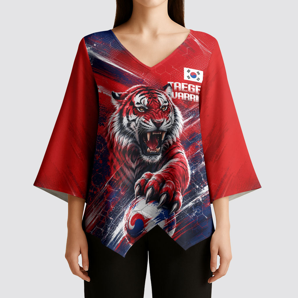 Personalized Taegeuk Warriors Korean Tiger Football Kimono Sleeve Blouse South Korean Tiger Soccer Ball Flag