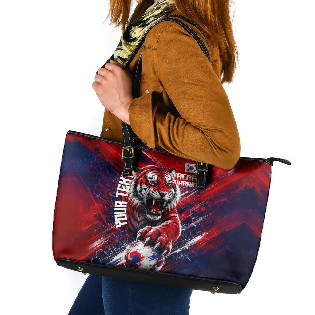 Personalized Taegeuk Warriors Korean Tiger Football Leather Tote Bag South Korean Tiger Soccer Ball Flag