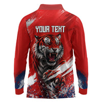 Personalized Taegeuk Warriors Korean Tiger Football Long Sleeve Polo Shirt South Korean Tiger Soccer Ball Flag