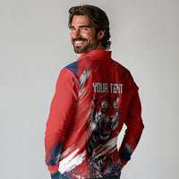 Personalized Taegeuk Warriors Korean Tiger Football Long Sleeve Polo Shirt South Korean Tiger Soccer Ball Flag