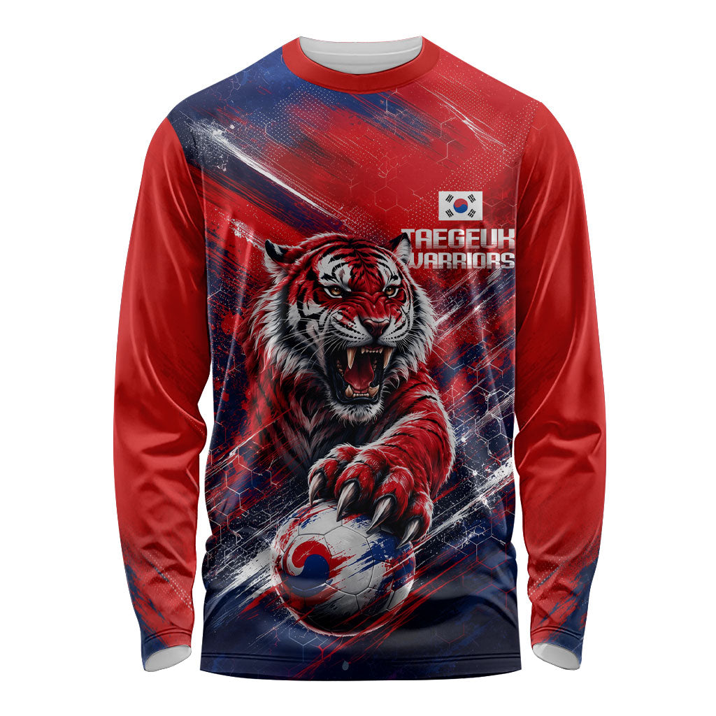 Personalized Taegeuk Warriors Korean Tiger Football Long Sleeve Shirt South Korean Tiger Soccer Ball Flag