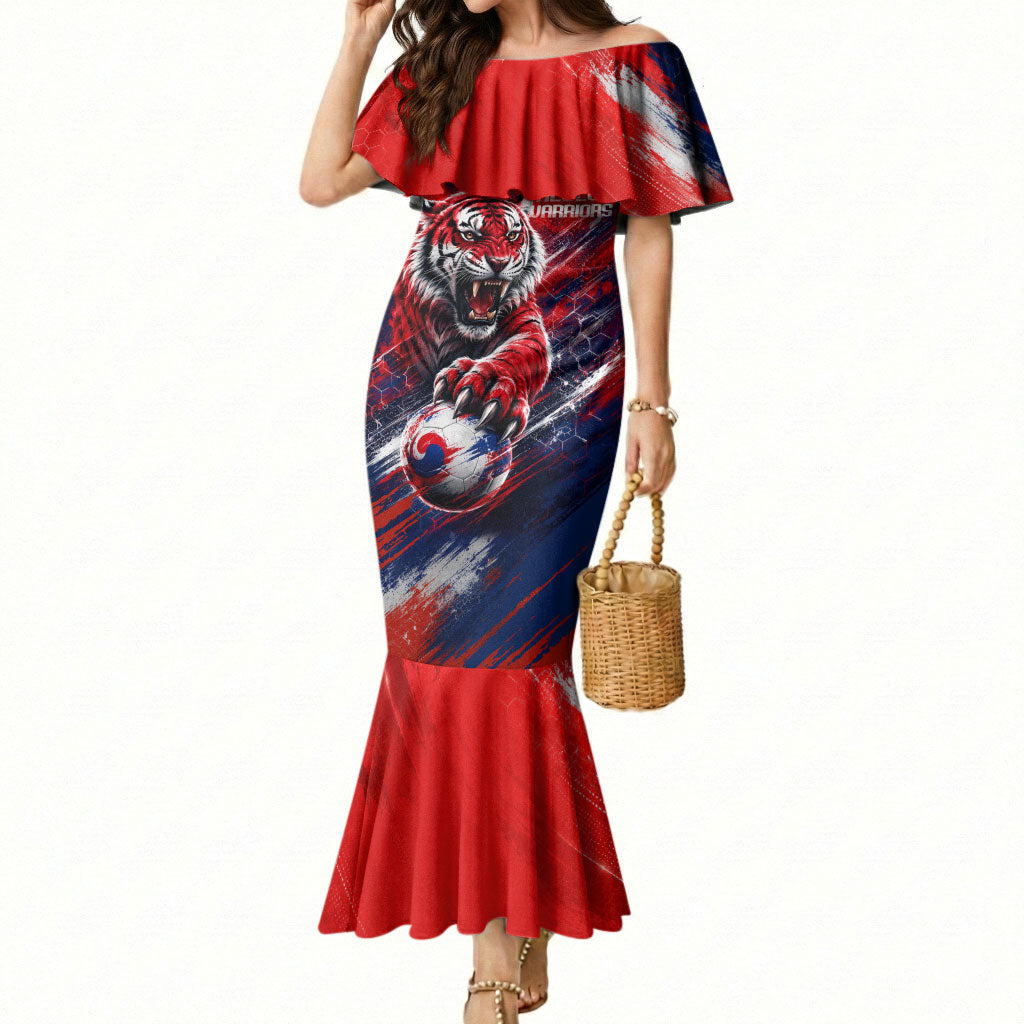 Personalized Taegeuk Warriors Korean Tiger Football Mermaid Dress South Korean Tiger Soccer Ball Flag
