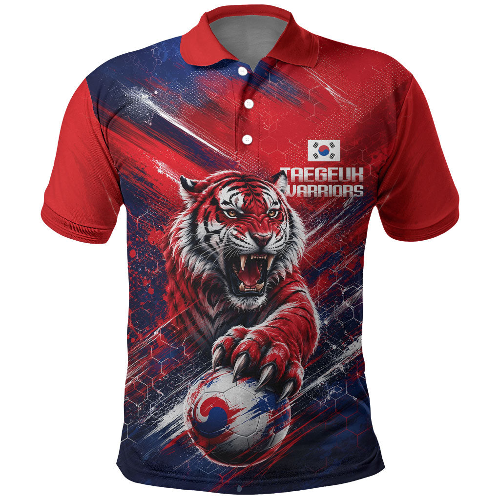 Personalized Taegeuk Warriors Korean Tiger Football Polo Shirt South Korean Tiger Soccer Ball Flag
