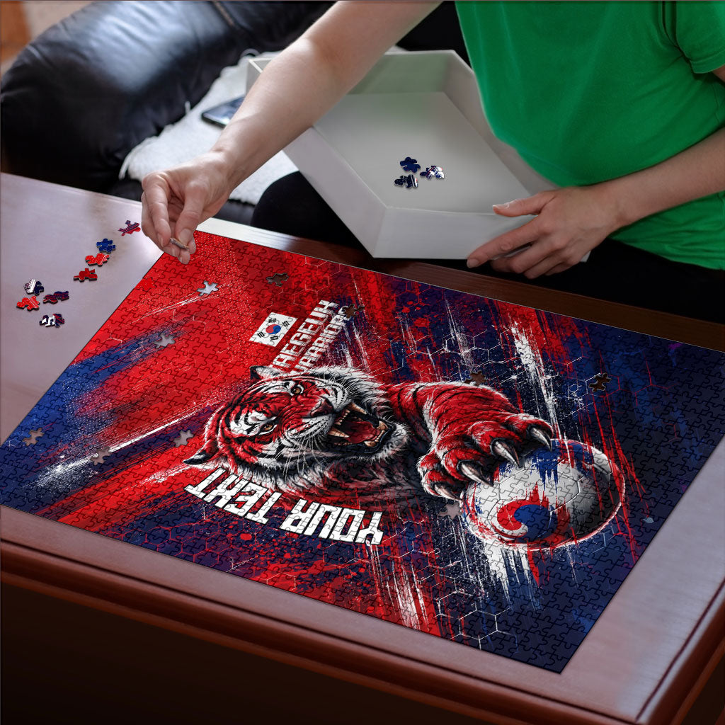 Personalized Taegeuk Warriors Korean Tiger Football Puzzle South Korean Tiger Soccer Ball Flag