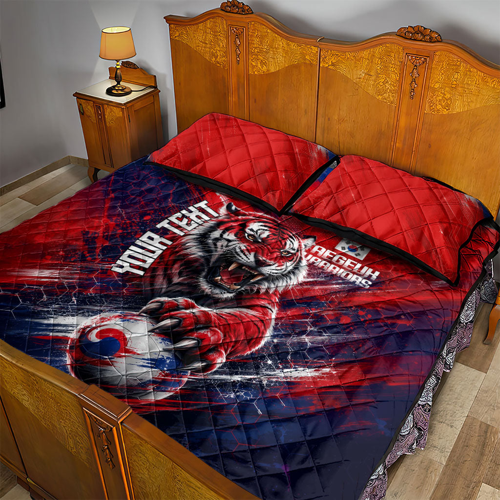 Personalized Taegeuk Warriors Korean Tiger Football Quilt Bed Set South Korean Tiger Soccer Ball Flag