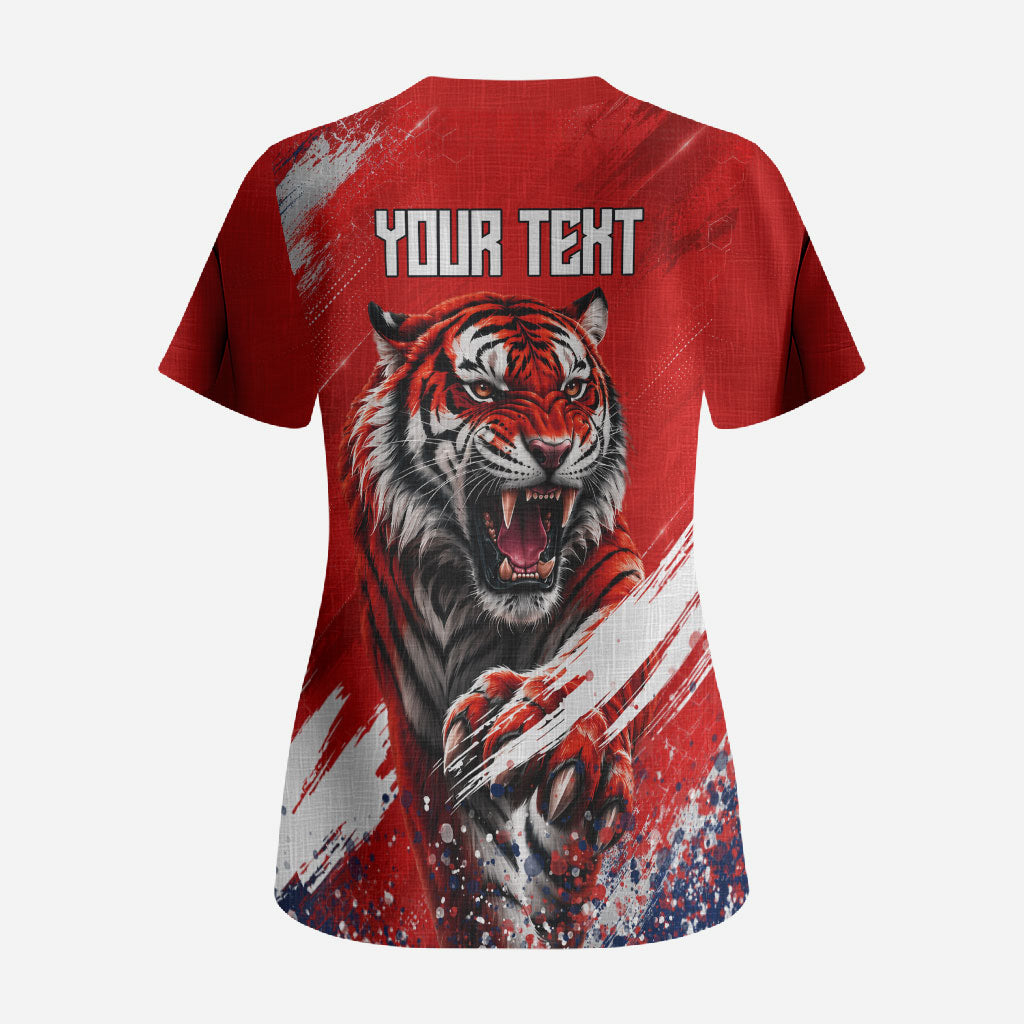 Personalized Taegeuk Warriors Korean Tiger Football Scrub Top South Korean Tiger Soccer Ball Flag
