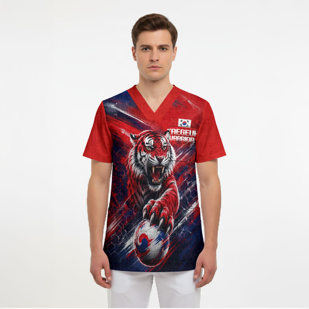 Personalized Taegeuk Warriors Korean Tiger Football Scrub Top South Korean Tiger Soccer Ball Flag