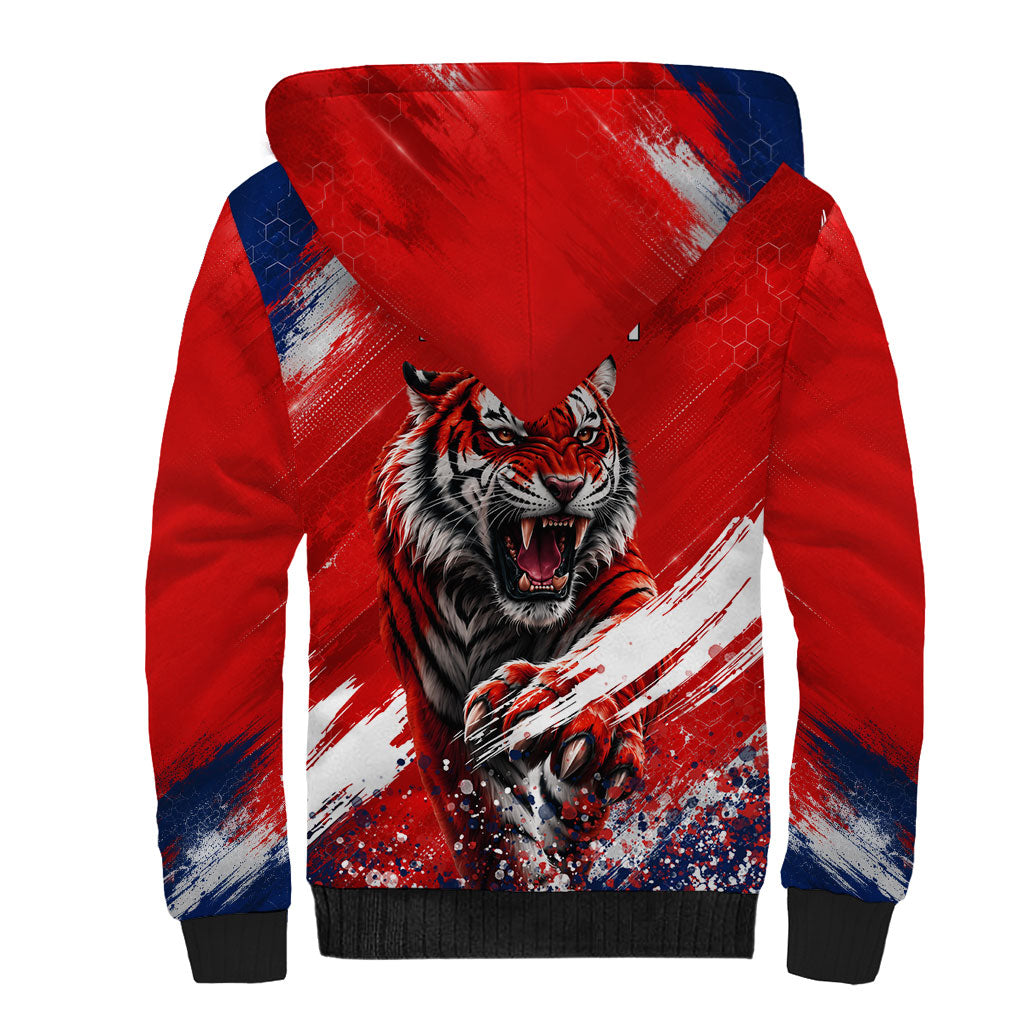 Personalized Taegeuk Warriors Korean Tiger Football Sherpa Hoodie South Korean Tiger Soccer Ball Flag