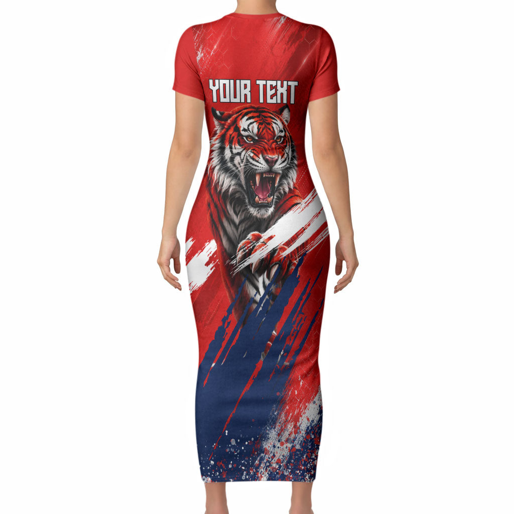 Personalized Taegeuk Warriors Korean Tiger Football Short Sleeve Bodycon Dress South Korean Tiger Soccer Ball Flag