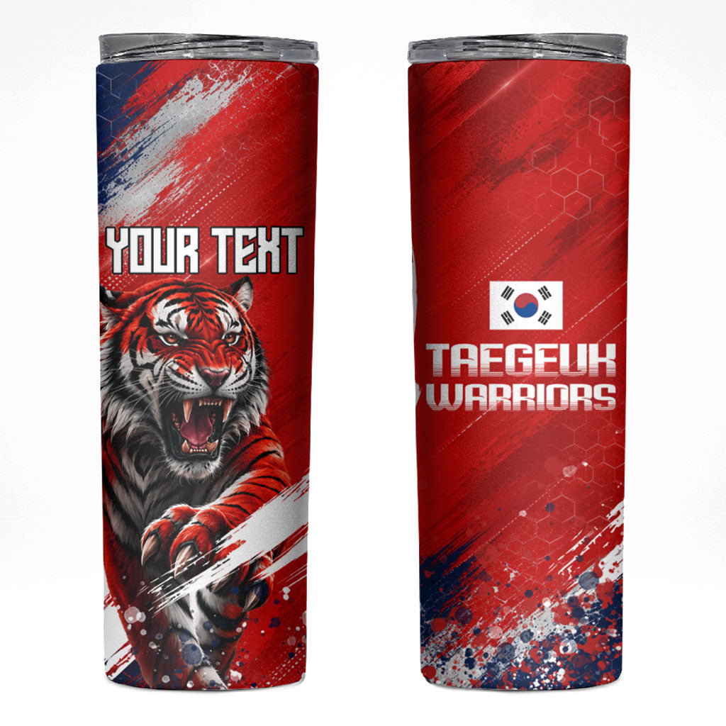 Personalized Taegeuk Warriors Korean Tiger Football Skinny Tumbler South Korean Tiger Soccer Ball Flag