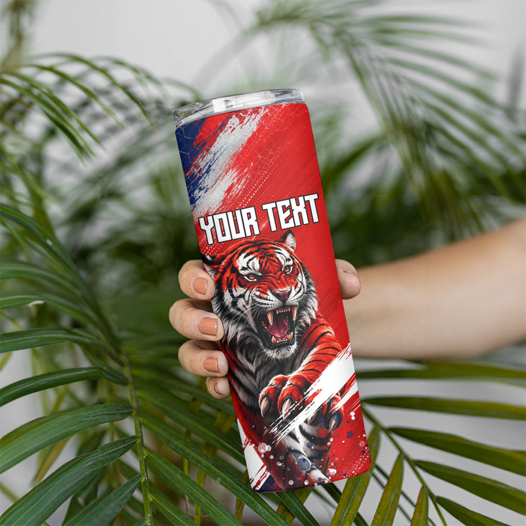 Personalized Taegeuk Warriors Korean Tiger Football Skinny Tumbler South Korean Tiger Soccer Ball Flag