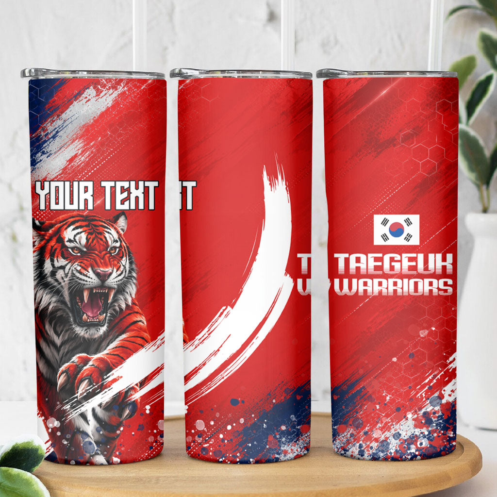 Personalized Taegeuk Warriors Korean Tiger Football Skinny Tumbler South Korean Tiger Soccer Ball Flag