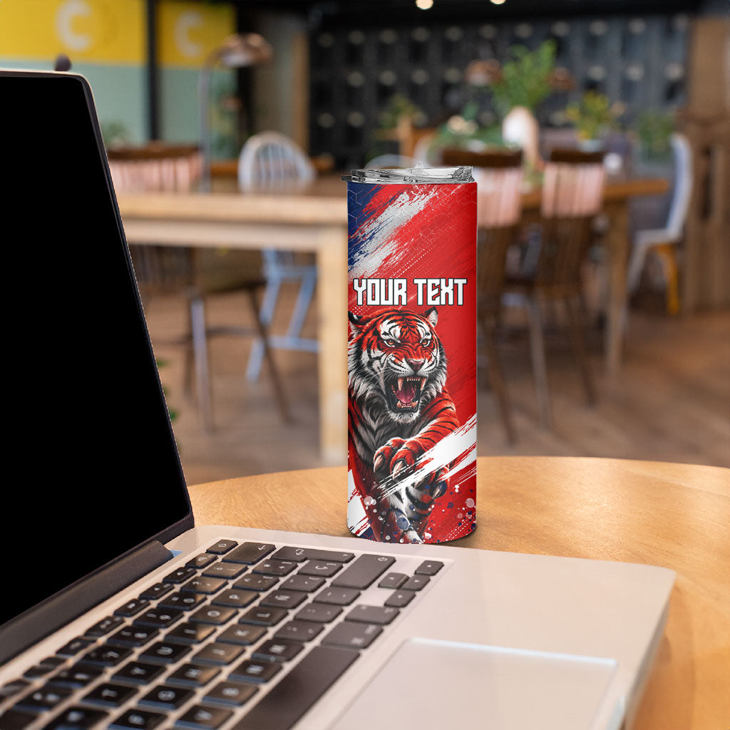 Personalized Taegeuk Warriors Korean Tiger Football Skinny Tumbler South Korean Tiger Soccer Ball Flag