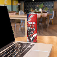 Personalized Taegeuk Warriors Korean Tiger Football Skinny Tumbler South Korean Tiger Soccer Ball Flag