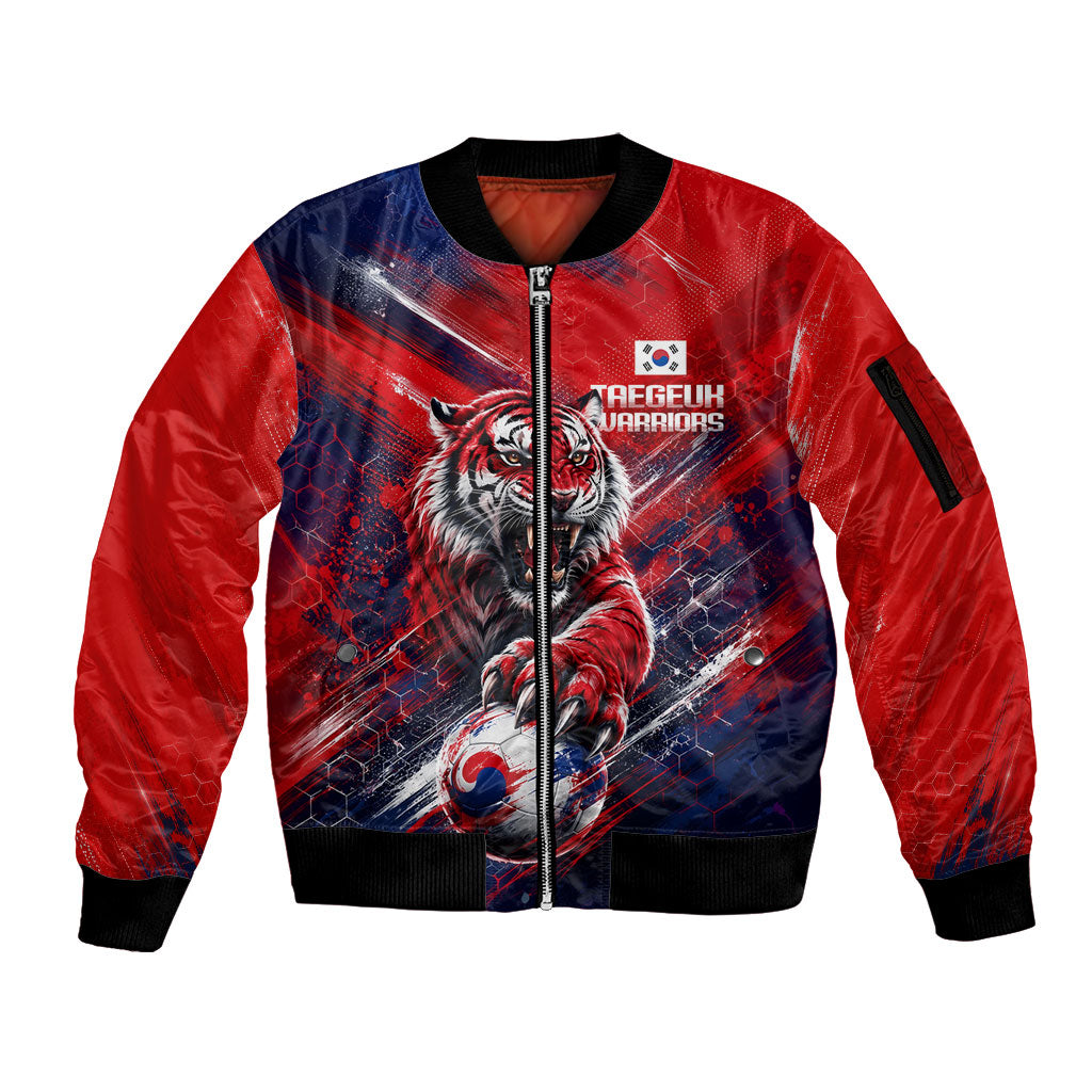 Personalized Taegeuk Warriors Korean Tiger Football Sleeve Zip Bomber Jacket South Korean Tiger Soccer Ball Flag