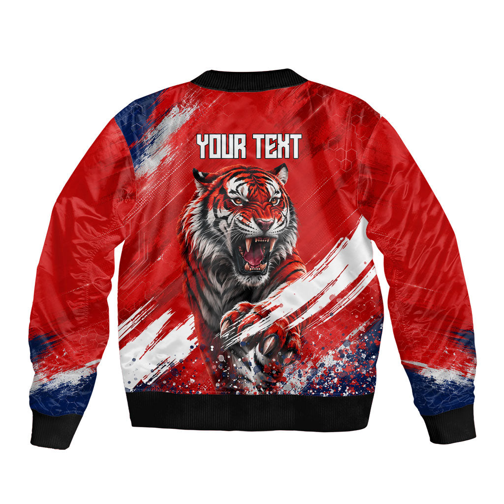 Personalized Taegeuk Warriors Korean Tiger Football Sleeve Zip Bomber Jacket South Korean Tiger Soccer Ball Flag