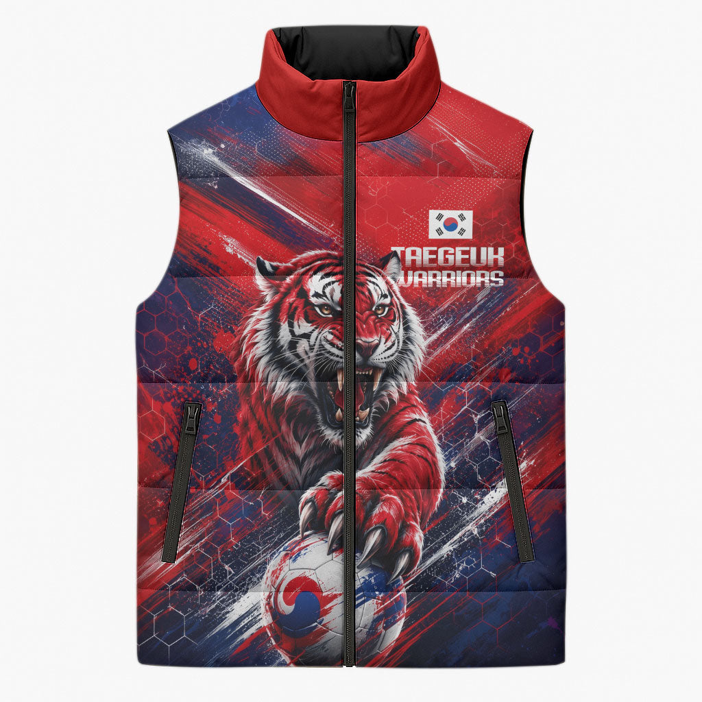 Personalized Taegeuk Warriors Korean Tiger Football Sleeveless Puffer Jacket South Korean Tiger Soccer Ball Flag