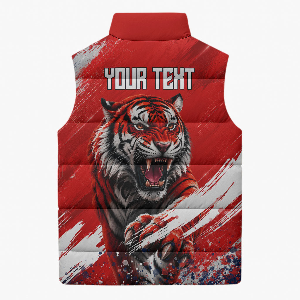 Personalized Taegeuk Warriors Korean Tiger Football Sleeveless Puffer Jacket South Korean Tiger Soccer Ball Flag