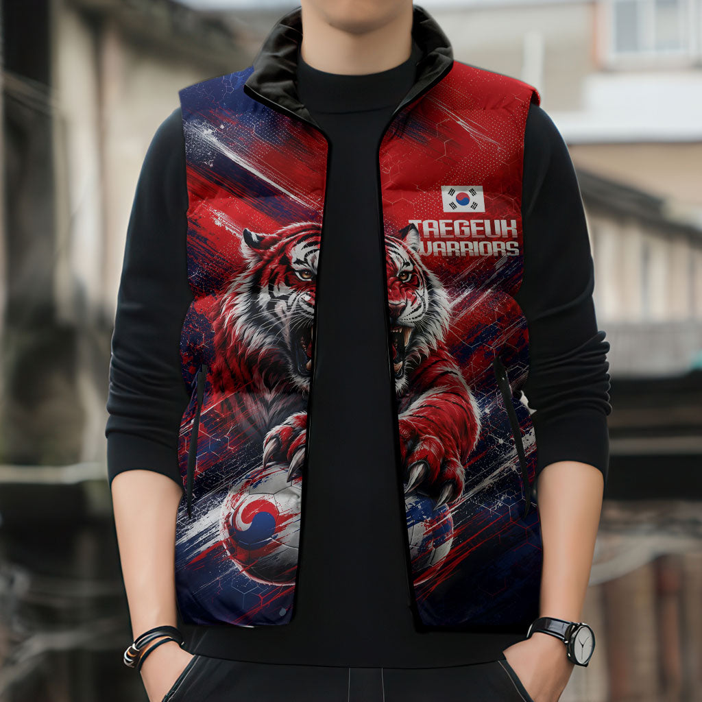Personalized Taegeuk Warriors Korean Tiger Football Sleeveless Puffer Jacket South Korean Tiger Soccer Ball Flag