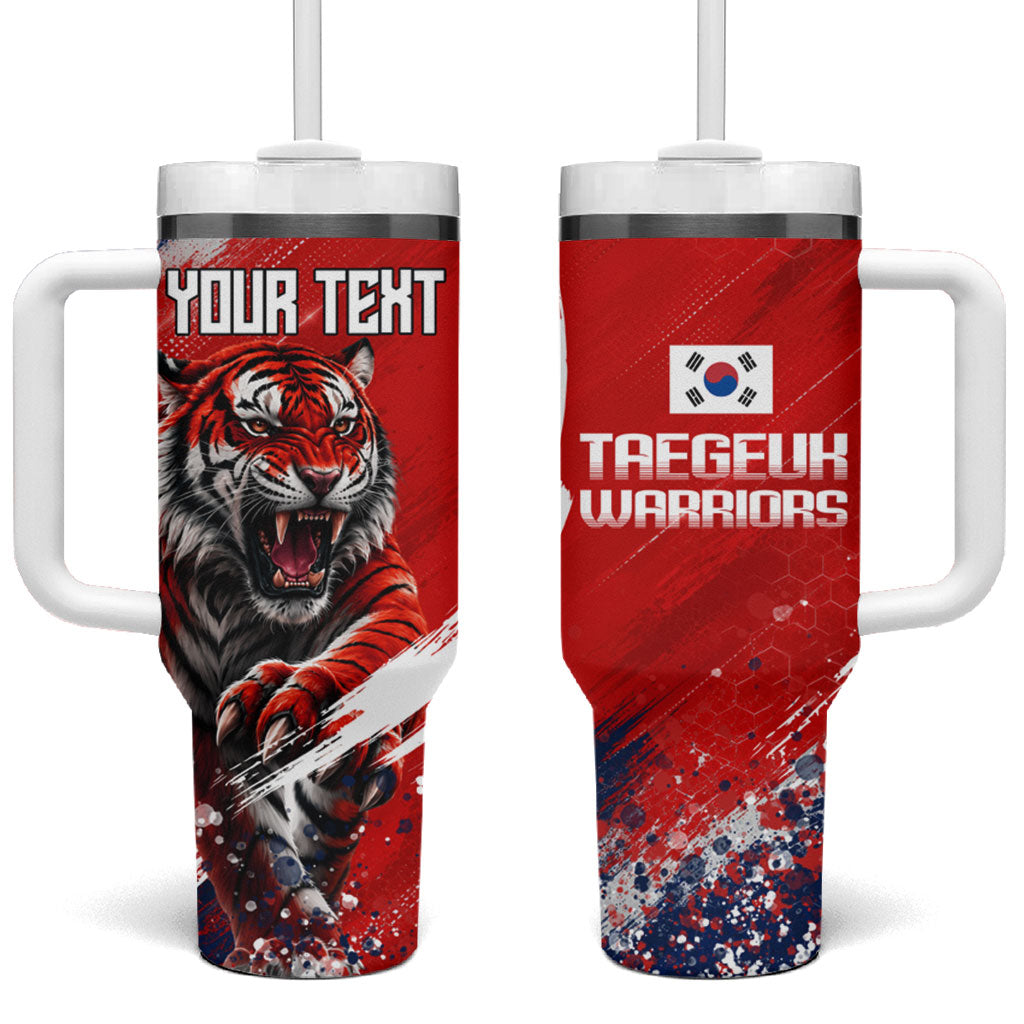 Personalized Taegeuk Warriors Korean Tiger Football Tumbler With Handle South Korean Tiger Soccer Ball Flag