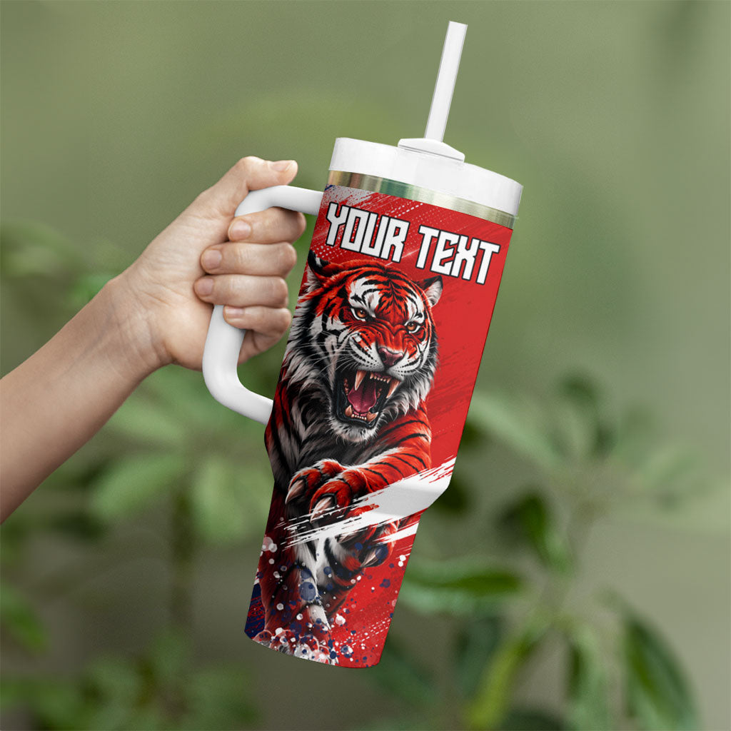 Personalized Taegeuk Warriors Korean Tiger Football Tumbler With Handle South Korean Tiger Soccer Ball Flag