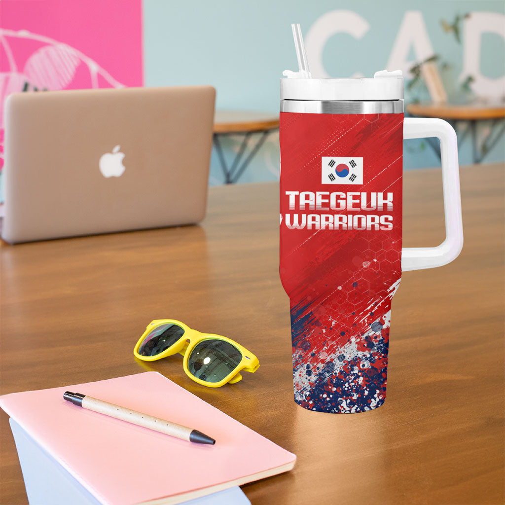 Personalized Taegeuk Warriors Korean Tiger Football Tumbler With Handle South Korean Tiger Soccer Ball Flag