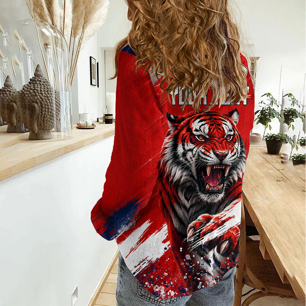 Personalized Taegeuk Warriors Korean Tiger Football Women Casual Shirt South Korean Tiger Soccer Ball Flag