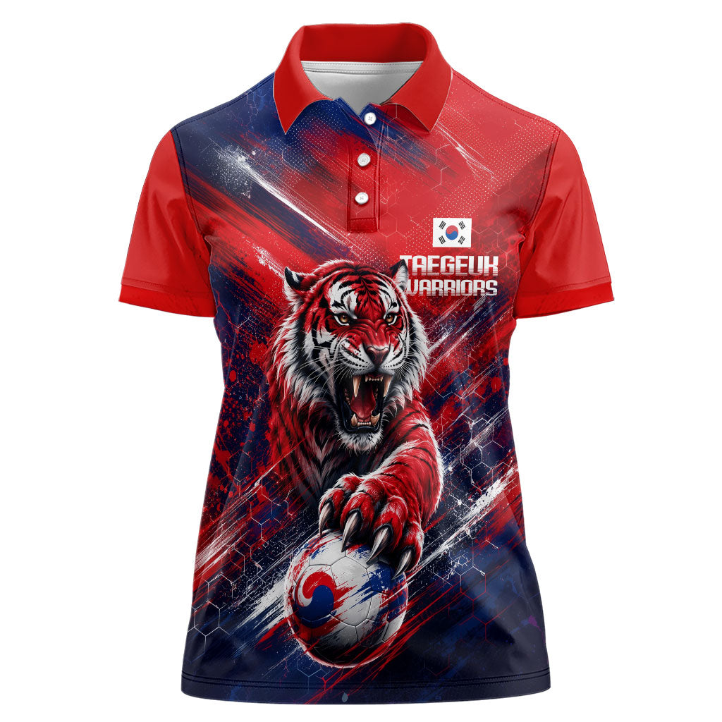 Personalized Taegeuk Warriors Korean Tiger Football Women Polo Shirt South Korean Tiger Soccer Ball Flag