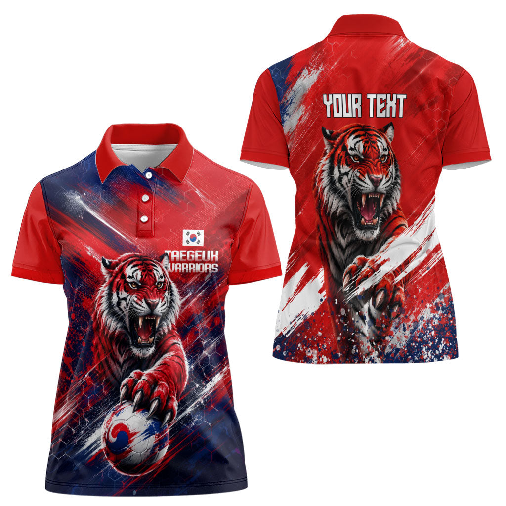 Personalized Taegeuk Warriors Korean Tiger Football Women Polo Shirt South Korean Tiger Soccer Ball Flag