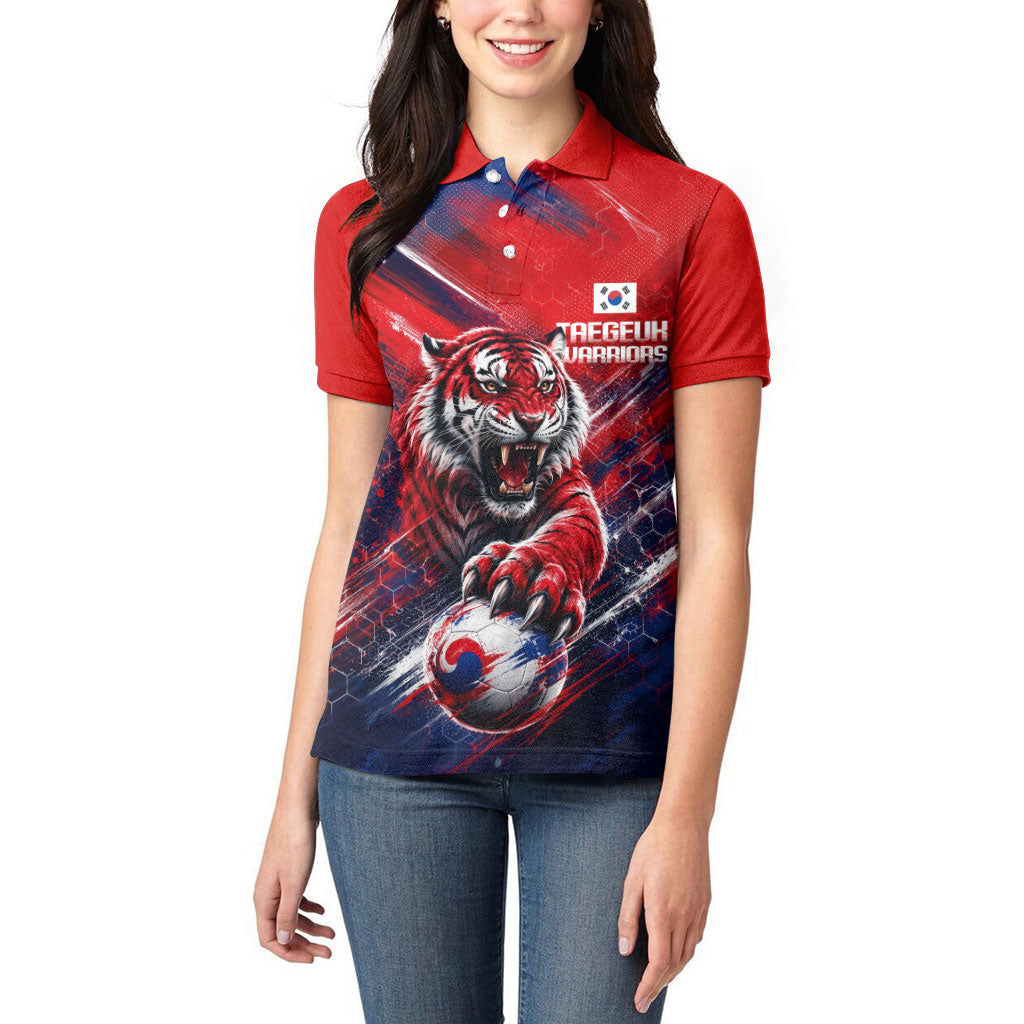 Personalized Taegeuk Warriors Korean Tiger Football Women Polo Shirt South Korean Tiger Soccer Ball Flag