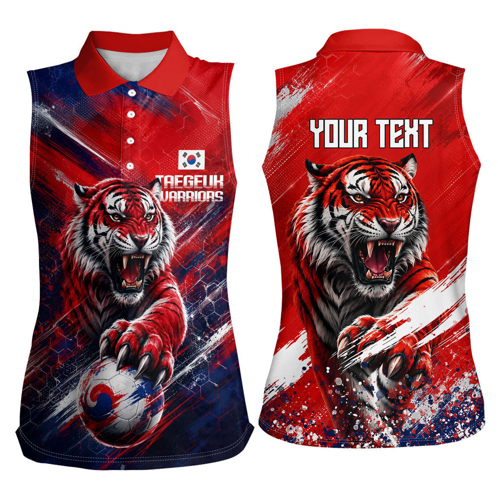 Personalized Taegeuk Warriors Korean Tiger Football Women Sleeveless Polo Shirt South Korean Tiger Soccer Ball Flag
