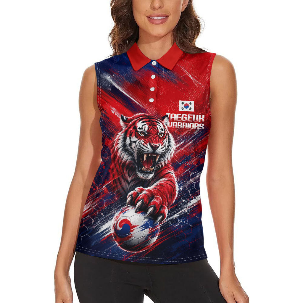 Personalized Taegeuk Warriors Korean Tiger Football Women Sleeveless Polo Shirt South Korean Tiger Soccer Ball Flag