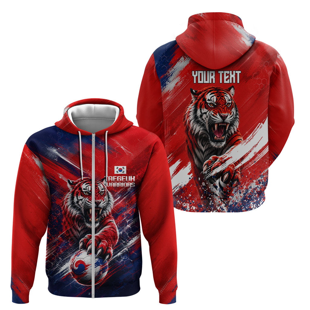 Personalized Taegeuk Warriors Korean Tiger Football Zip Hoodie South Korean Tiger Soccer Ball Flag