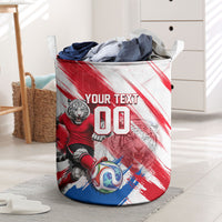 Personalized South Korea White Tiger Soccer Laundry Basket Fierce Football Mascot Korean Flag