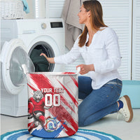 Personalized South Korea White Tiger Soccer Laundry Basket Fierce Football Mascot Korean Flag