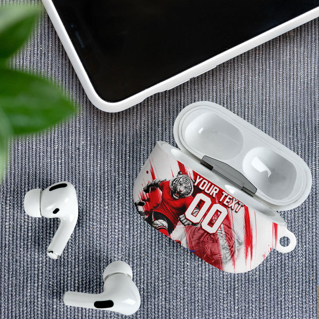 Personalized South Korea White Tiger Soccer AirPods Case Fierce Football Mascot Korean Flag
