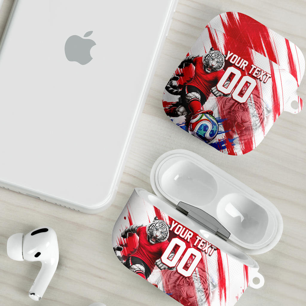 Personalized South Korea White Tiger Soccer AirPods Case Fierce Football Mascot Korean Flag