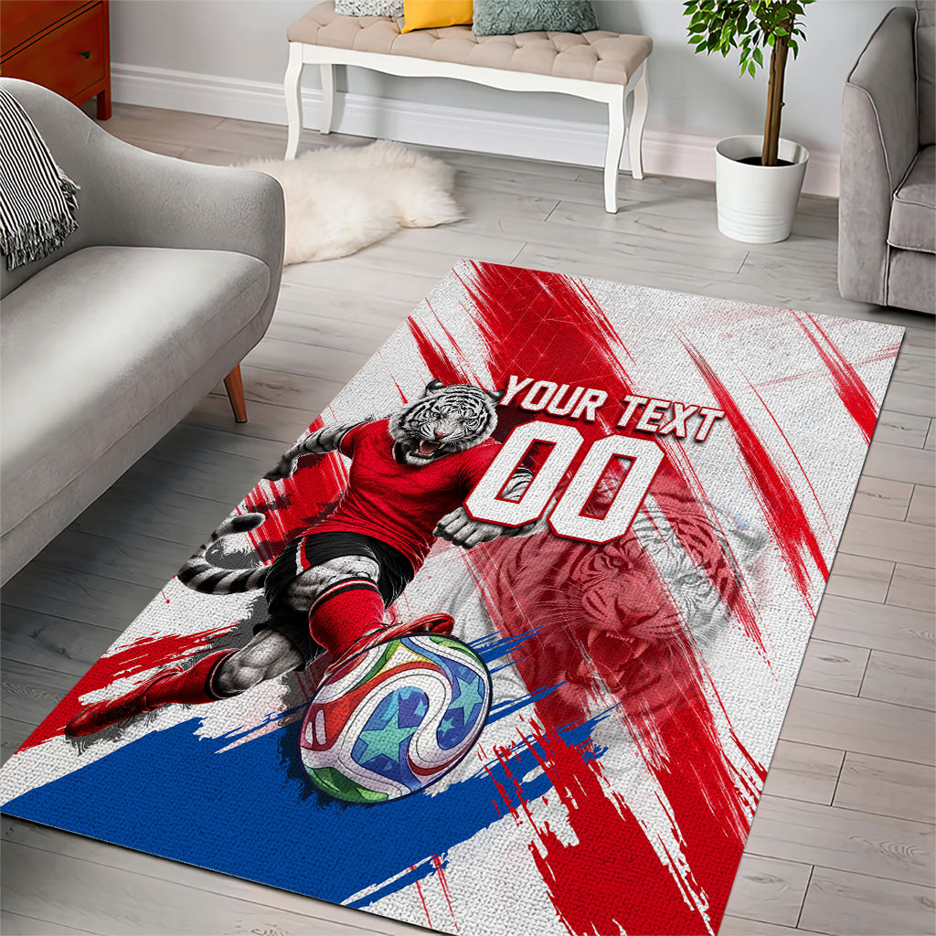 Personalized South Korea White Tiger Soccer Area Rug Fierce Football Mascot Korean Flag