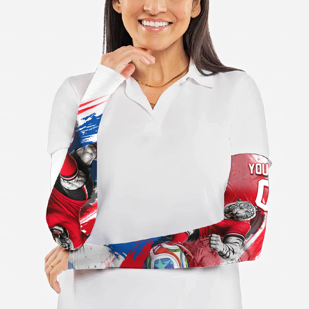 Personalized South Korea White Tiger Soccer Arm Sleeves Fierce Football Mascot Korean Flag