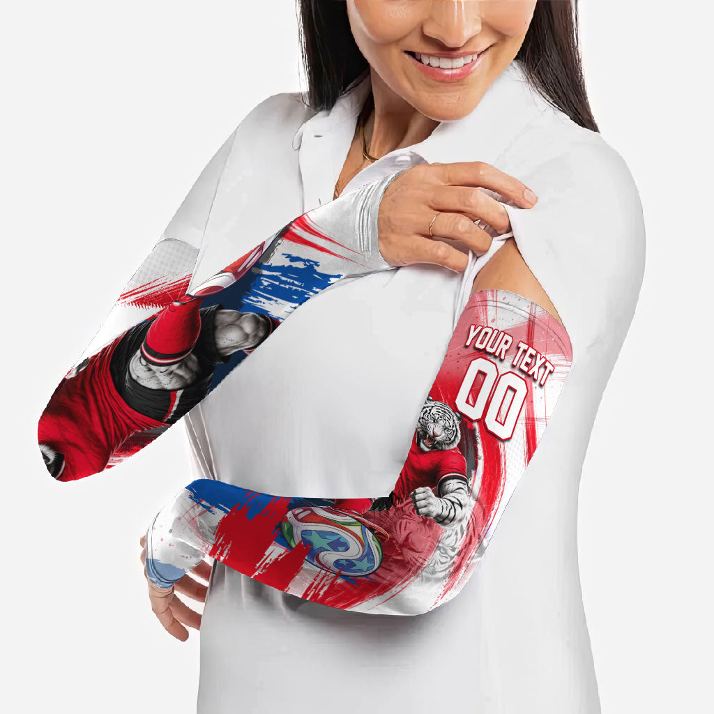 Personalized South Korea White Tiger Soccer Arm Sleeves Fierce Football Mascot Korean Flag