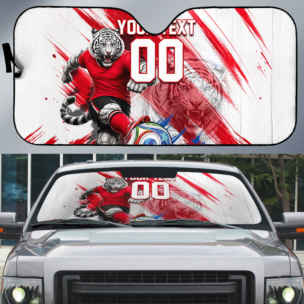 Personalized South Korea White Tiger Soccer Auto Sun Shade Fierce Football Mascot Korean Flag